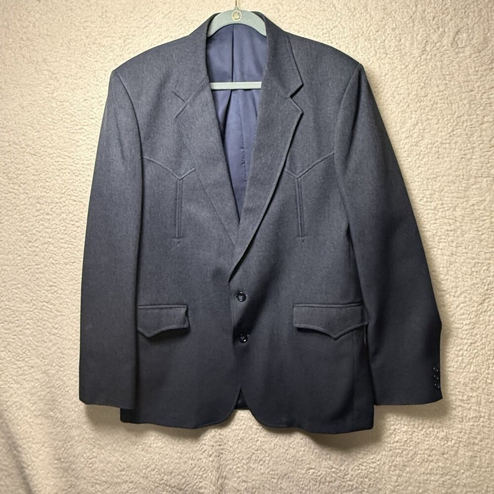 Circle S Western Blazer Mens 46L Gray Sport Coat Cowboy Blazer Hipster Ranch